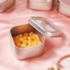 LJY Empty 4-Ounce Square Silver Metal Tins with Clear Window for Candle Making,Gifts & Treasures (9 Pack) (Silver, 2.56"x2.56"x1.5")