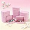 LJY 20-Piece Metal Hinge Tin Box Containers - For Gift Wrapping. Dental Floss Stick - Toothpick Holder and a Sliding-Cover Dental Floss Pick Storage Box (Pink, 20 Pcs 3.7"x2.4"x0.9")