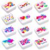 LJY 12 Pack Love Heart Image Pattern Empty Square Metal Storage Organizer Tins Mini Gift Boxes with Hinged Lids, 2.76 x 2.76 x 0.79 inch