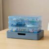 LJY 6 Pieces Rectangular Empty Mini Clear Plastic Organizer Storage Box Containers with Hinged Lids (7.1 x 4.3 x 1.2 inch, Blue)