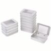 LJY 12 Pack Empty Rectangular Metal Storage Organizer Tins with Clear Window Hinged Lids for Candies, Gifts & Treasures (Silver)