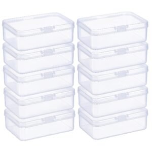LJY 10-Pack Clear Plastic Storage Boxes, 4.9x3.4x1.4 in Organizer Containers with Lids, Stackable Small Parts Organizer for Jewelry, Beads, Crafts, Office Supplies, Hardware Storage Case Plastic Case