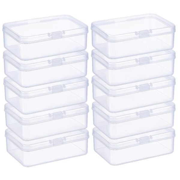 LJY 10-Pack Clear Plastic Storage Boxes, 4.9x3.4x1.4 in Organizer Containers with Lids, Stackable Small Parts Organizer for Jewelry, Beads, Crafts, Office Supplies, Hardware Storage Case Plastic Case
