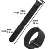 LJY 16-Pack Hook and Loop Straps Nylon Cable Ties Organizer Fastener, 11.8 in x 0.98 in, Black