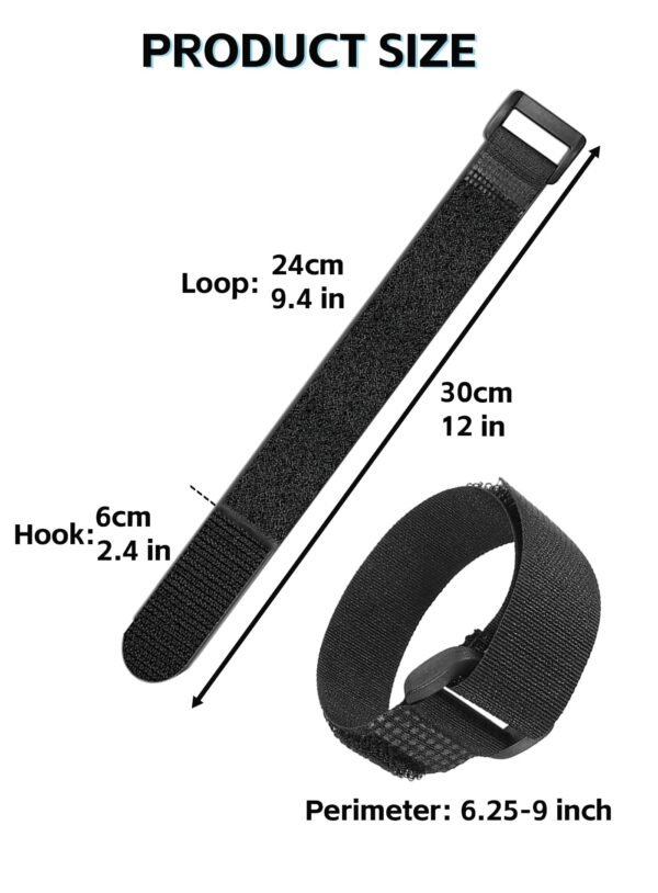 LJY 16-Pack Hook and Loop Straps Nylon Cable Ties Organizer Fastener, 11.8 in x 0.98 in, Black