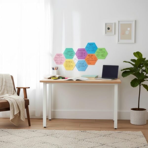 LJY 10 Pieces Hexagon Shaped Colorful Stickers Dry Erase Board Marker Removable Vinyl Dot Teachers Classroom Table Wall Decal