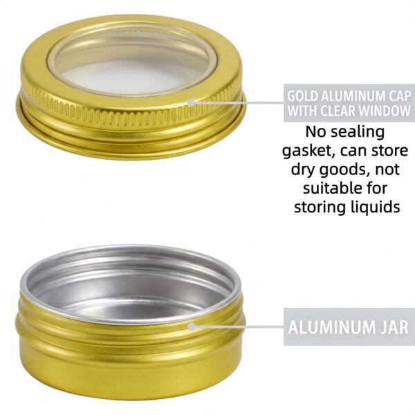LJY 28 Pack 1 oz Aluminum Tins with Gold Clear Lids - See-Through Luxury Empty Containers for Wax Melts, Cosmetics, DIY Crafts & Display Storage,Refillable Does Not Rust