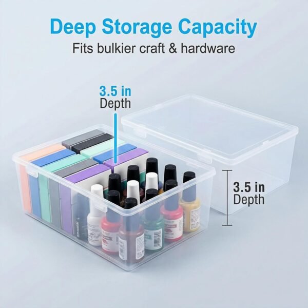 LJY 38-Piece Clear Plastic Storage Organizer Set - 2 Large Deep Bins & 36 Small Rectangular Boxes for Beads, Diamond Art Accessories, Hardware Screws & Jewelry Findings