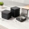 LJY 8 Pack Empty Rectangular Black Metal Storage Organizer Tins with Hinged Lids for Gifts & Treasures (3.7 x 3.3 x 1 inch)