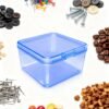 LJY 20-Pack Blue Plastic Storage Boxes, 2.6x2.6x1.4in Small Square Organizer Containers with Lids, Stackable Transparent PP Box for Jewelry, Beads, Crafts, Office Supplies Home Organization