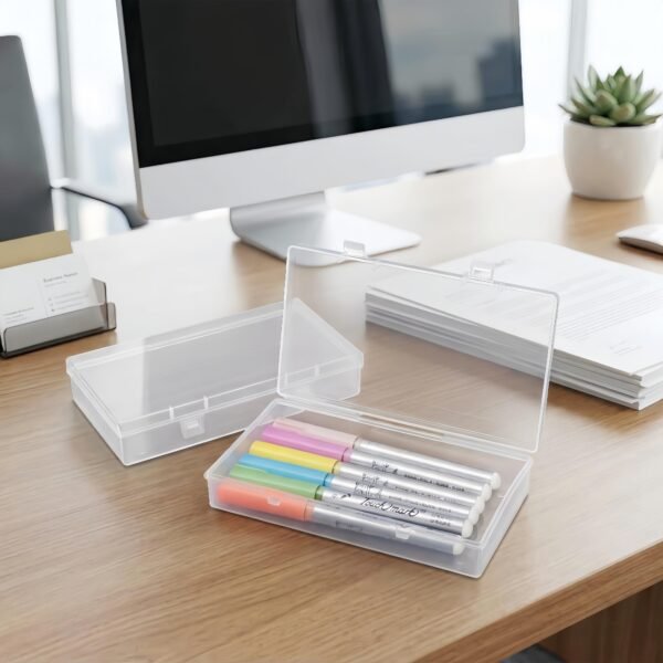LJY 12 Pieces Rectangular Empty Mini Clear Plastic Organizer Storage Box Containers with Hinged Lids (6.1 x 3.3 x 1.2 inch, Transparent)