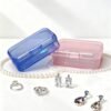 LJY 30-Pack Small Plastic Storage Boxes, 2.6×1.8×0.8 in, Organizer Containers with Lids, 15 Pink + 15 Blue for Beads, Jewelry, Crafts, Small Parts Collection