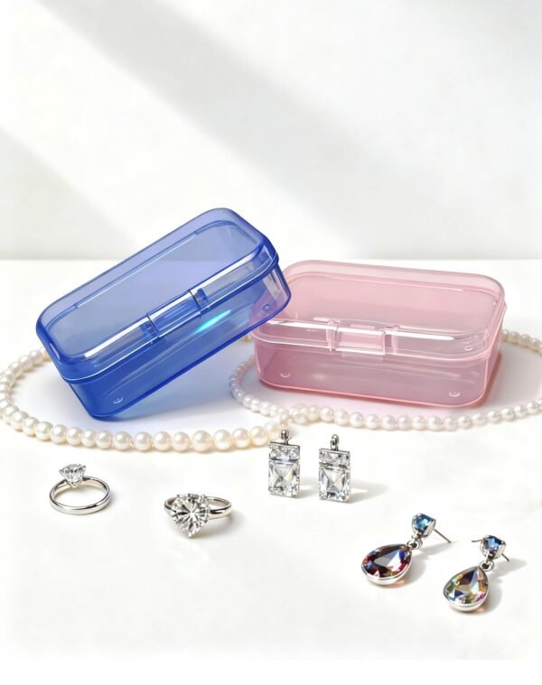 LJY 30-Pack Small Plastic Storage Boxes, 2.6×1.8×0.8 in, Organizer Containers with Lids, 15 Pink + 15 Blue for Beads, Jewelry, Crafts, Small Parts Collection