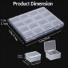 LJY 16 Grid Bead Storage Box -Modular Square Plastic Boxes For Nestable And Individual Use,Suitable For Jewelry,Earrings,Rings,Diamonds,Hardware,Fishing,Rhinestone Organizer, Portable Plastic Box