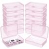 LJY 12 Pieces Rectangular Empty Mini Plastic Organizer Storage Box Containers with Hinged Lids (4.5 x 3.3 x 1.1 inch, Pink)
