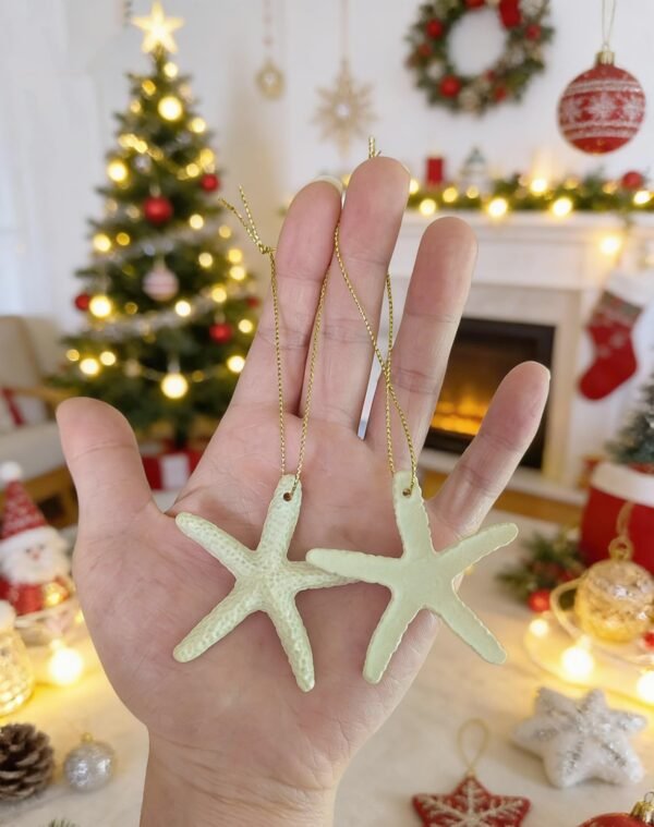 LJY Resin Starfish Hanging Decor - 6x6cm Nautical Coastal Ornament for Beach Theme Bedroom, Bathroom, Wall & Wreath Decoration (2.36x2.36x0.31in)