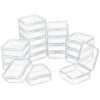 LJY 18 Pieces Square Mini Clear Plastic Storage Containers Box Case with Lids for Small Items and Other Craft Projects (3.7 x 3.7 x 1.4 inch, Transparent)