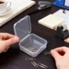 LJY 32 Pieces Square Mini Clear Plastic Storage Containers Box Case with Lids for Small Items and Other Craft Projects (2.5 x 2.5 x 0.8 inch, Transparent)