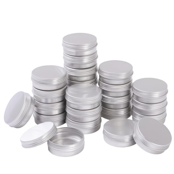 LJY 24 Pieces Round Aluminum Cans Screw Lid Metal Tins Jars Empty Slip Slide Containers (2 oz)