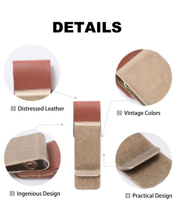 LJY 3-Pack Retro Style Traveler Notebook Leather Pen Holder Loop Stainless Steel Clip (Brown)