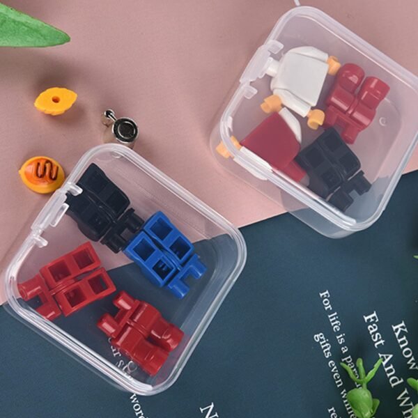 LJY 100 Pieces Square Mini Clear Plastic Storage Containers Box Case with Lids for Small Items and Other Craft Projects (1.77x1.77x0.8 inch, Transparent)