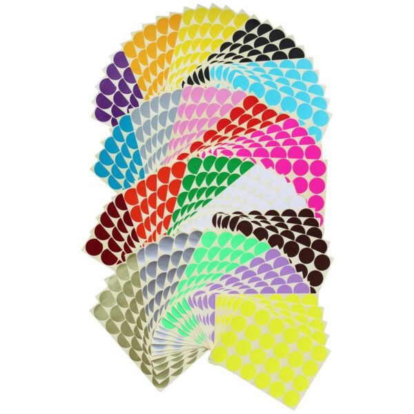 2400 Count Round Dot Stickers Color Coding Labels, 1.26 inch Diameter, 20 Colors, 100 Sheets