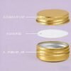 LJY 24-Pack 0.5oz Aluminum Tins with Screw Lids in Clear Storage Case, 15ml Round Empty Metal Containers for Lip Balm,Salves,Spices,Crafts, Small Cosmetic Sample Jars,Mini Candle Tins (Gold)