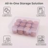 LJY 24-Pack 0.5oz Aluminum Tins with Screw Lids in Clear Storage Case, 15ml Round Empty Metal Containers for Lip Balm,Salves,Spices,Crafts, Small Cosmetic Sample Jars,Mini Candle Tins (Rose Gold)