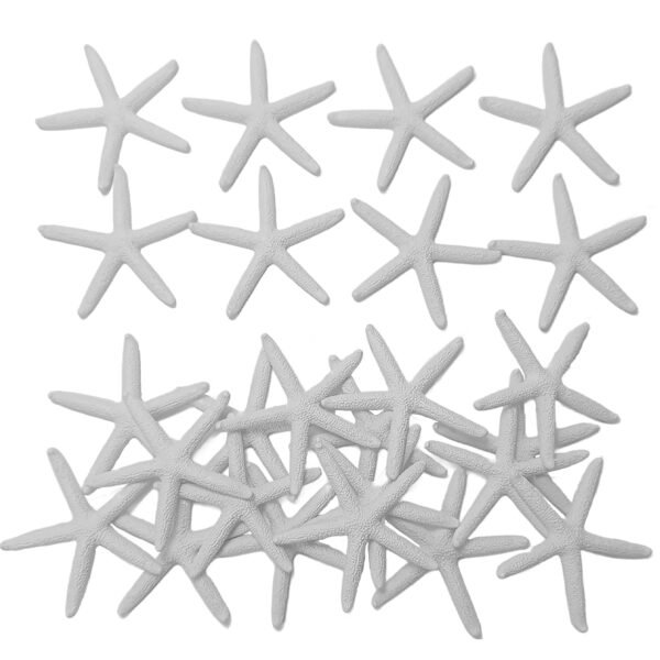 LJY 25 Pieces 8cm White Resin Pencil Finger Starfish for Wedding Home Decor and Craft Project