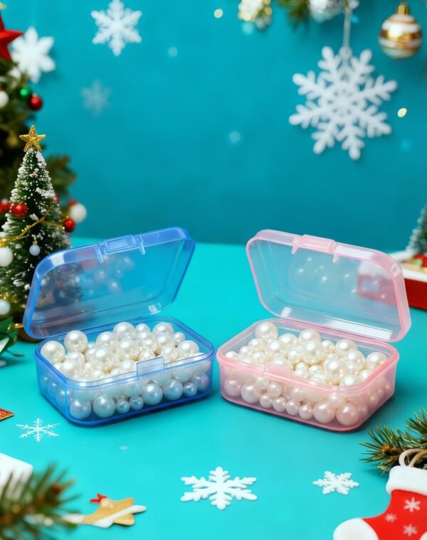LJY 30-Pack Small Plastic Storage Boxes, 2.6×1.8×0.8 in, Organizer Containers with Lids, 15 Pink + 15 Blue for Beads, Jewelry, Crafts, Small Parts Collection