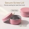 LJY 24-Pack 0.5oz Aluminum Tins with Screw Lids in Clear Storage Case, 15ml Round Empty Metal Containers for Lip Balm,Salves,Spices,Crafts, Small Cosmetic Sample Jars,Mini Candle Tins (Pink)
