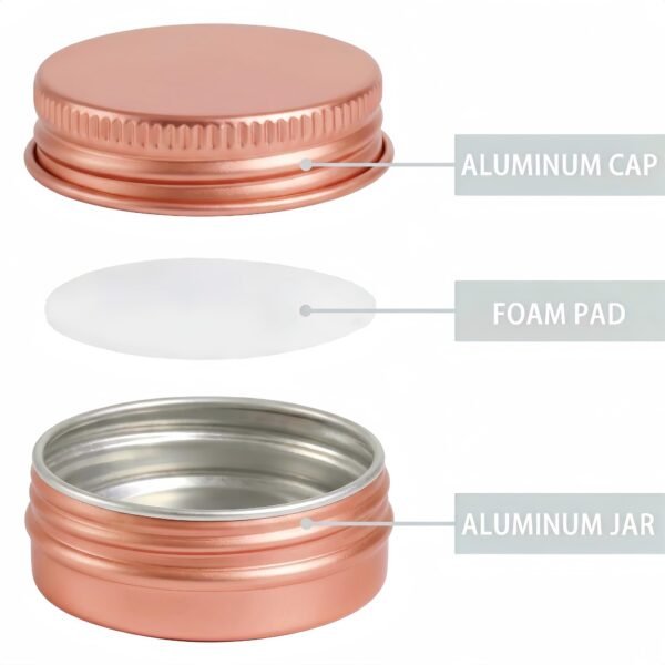 LJY 28 Pack Rose Gold 1 oz Aluminum Tins with Lids - Elegant Empty Cosmetic Jars for DIY Lip Balm, Wax Melts, Wedding Favors, Creams & Luxury Gift Packaging,Refillable Does Not Rust