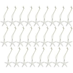LJY Resin Starfish Ornaments with Hanging Rope - 6x6cm Ocean Beach Decor for DIY Craft,Christmas Tree, Wreath, Party & Home Decoration,Fish Tank Aquarium Decor,Nautical Party(2.36x2.36x0.31in) White