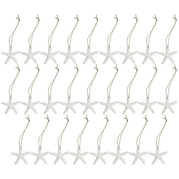 LJY Resin Starfish Ornaments with Hanging Rope - 6x6cm Ocean Beach Decor for DIY Craft,Christmas Tree, Wreath, Party & Home Decoration,Fish Tank Aquarium Decor,Nautical Party(2.36x2.36x0.31in) White