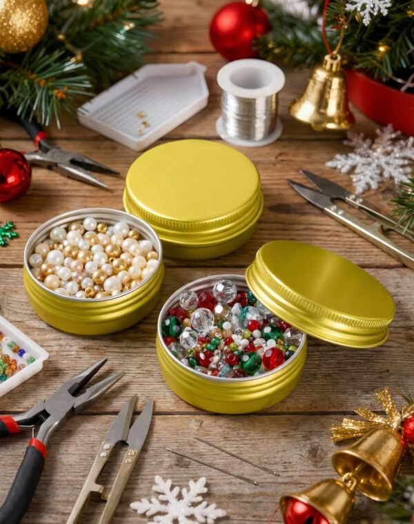 LJY Vintage Gold 1 oz Aluminum Tins - 28 Pack Classic Empty Metal Containers with Screw Lids for Luxury Gift Boxes, Wax Melts, Cosmetics & Premium Storage,Refillable