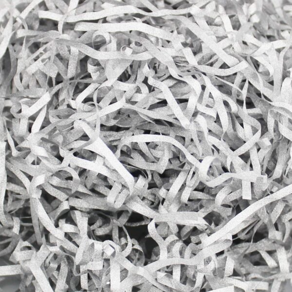 LJY Glitter Raffia Paper Shreds, 100g Crinkle Cut Filler for Gift Wrapping, Basket Filling, Wedding Decorations, Party Supplies, and DIY Crafts Shredded Confetti Strands (Glitter Silver)