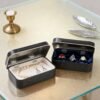 LJY 20-Piece Metal Hinge Tin Box Containers - For Gift Wrapping. Dental Floss Stick - Toothpick Holder and a Sliding-Cover Dental Floss Pick Storage Box (Black, 20 Pcs 3.7"x2.4"x0.9")