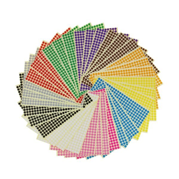 LJY 6mm Round Dot Stickers Color Coding Labels, 12 Different Assorted Colors, 36 Sheets, 14688 Dots in Total
