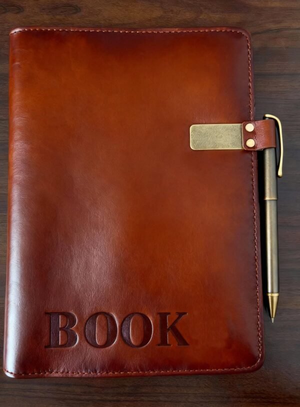 LJY 3-Pack Retro Style Traveler Notebook Leather Pen Holder Loop Stainless Steel Clip (Brown)
