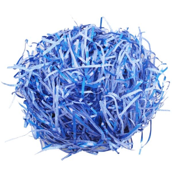 LJY Glitter Raffia Paper Shreds, 100g Crinkle Cut Filler for Gift Wrapping, Basket Filling, Wedding Decorations, Party Supplies, and DIY Crafts Shredded Confetti Strands (Glitter Blue)