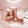 LJY 20-Piece Metal Hinge Tin Box Containers - For Gift Wrapping. Dental Floss Stick - Toothpick Holder and a Sliding-Cover Dental Floss Pick Storage Box (Rose Gold, 20 Pcs 3.7"x2.4"x0.9")
