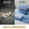 LJY 12 Pieces Rectangular Empty Mini Clear Plastic Organizer Storage Box Containers with Hinged Lids (4.5 x 3.3 x 1.1 inch, Blue)