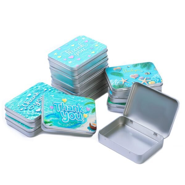 LJY 12 Pack Love Heart Image Pattern Empty Square Metal Storage Organizer Tins Mini Gift Boxes with Hinged Lids, 2.76 x 2.76 x 0.79 inch