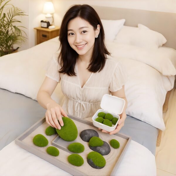 LJY 12 Pcs Artificial Moss Rocks (6 Sizes) Fake Rocks, Moss Balls, Faux Moss - Perfect for Flower Arrangements, Gardens, DIY Crafts, and Aquarium Plants Decorate