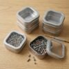 LJY Empty 8-Ounce Capacity Square Silver Metal Tins with Clear Window for Candle Making, Candies, Gifts & Treasures (6 Pack) (Silver, 2.95"x2.95"x1.89")