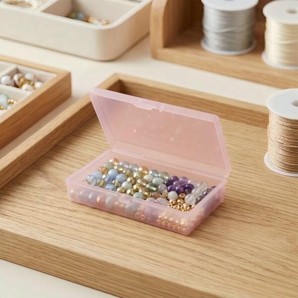 LJY 12 Pieces Rectangular Empty Mini Clear Plastic Organizer Storage Box Containers with Hinged Lids (5.3 x 3.1 x 1.2 inch, Pink)