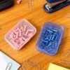 LJY 30-Pack Small Plastic Storage Boxes, 2.6×1.8×0.8 in, Organizer Containers with Lids, 15 Pink + 15 Blue for Beads, Jewelry, Crafts, Small Parts Collection