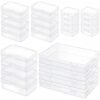LJY 24-Piece Multi-Size Plastic Storage Containers with Lids, Small Craft Organizers for Beads, Diamond Art,Small Parts,Jewelry and Hardware, Stackable Hinged Box Set (Clear)
