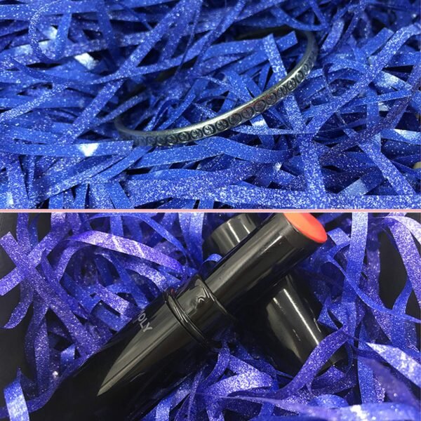 LJY Glitter Raffia Paper Shreds, 100g Crinkle Cut Filler for Gift Wrapping, Basket Filling, Wedding Decorations, Party Supplies, and DIY Crafts Shredded Confetti Strands (Glitter Blue)