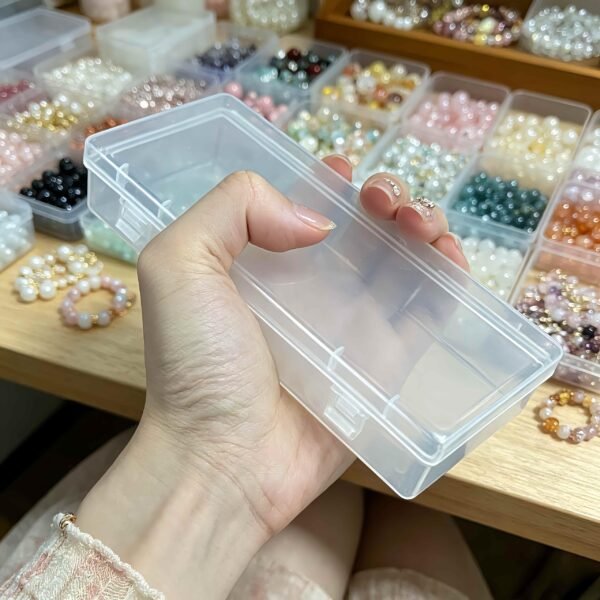 LJY 10 Pieces Rectangular Empty Mini Clear Plastic Organizer Storage Box Containers with Hinged Lids (6.1 x 2.6 x 1.2 inch, Transparent)